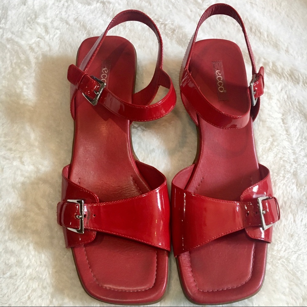 Ecco red leather sandals- size 41